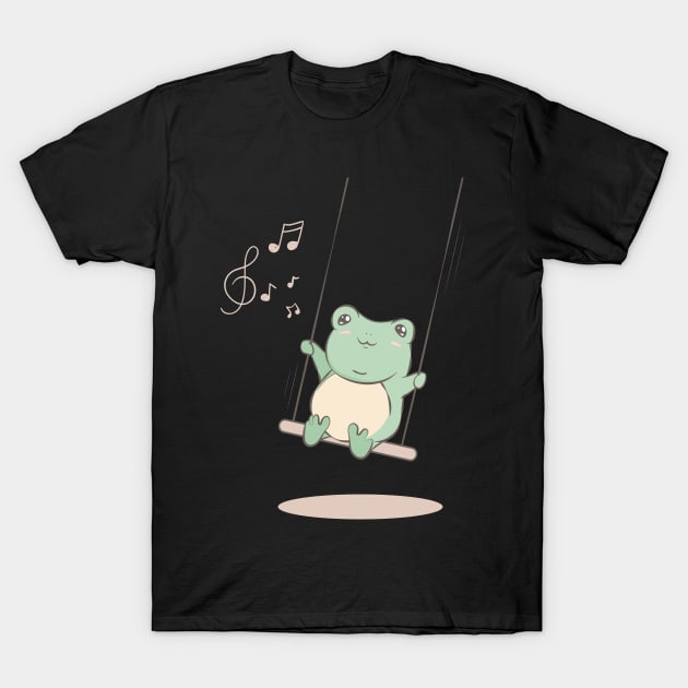Cottagecore Aesthetic Kawaii Frog Music Notes T-Shirt by Alex21